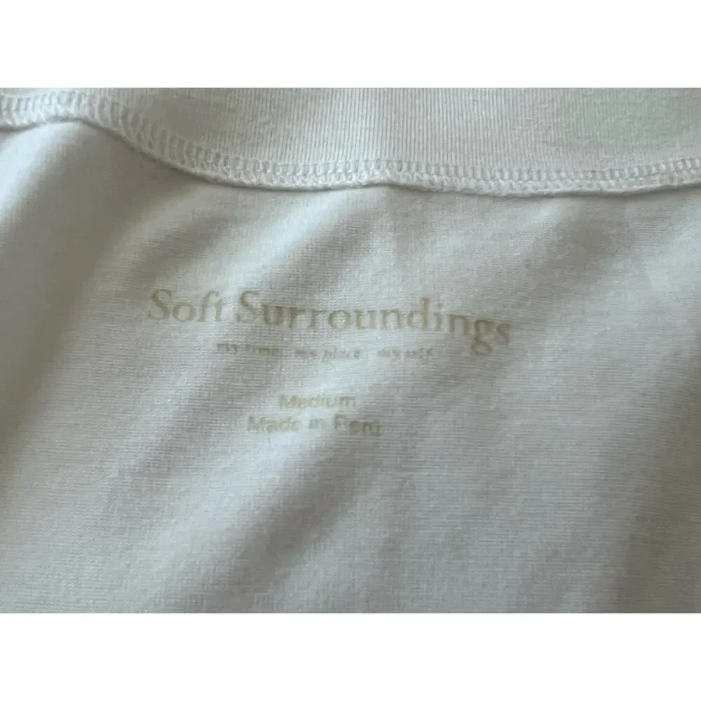 Soft Surroundings White V Neck Faux Wrap Top Sleeveless Sz M Career Casual